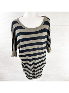 Vince Striped Dolman Cotton Tunic Top‎